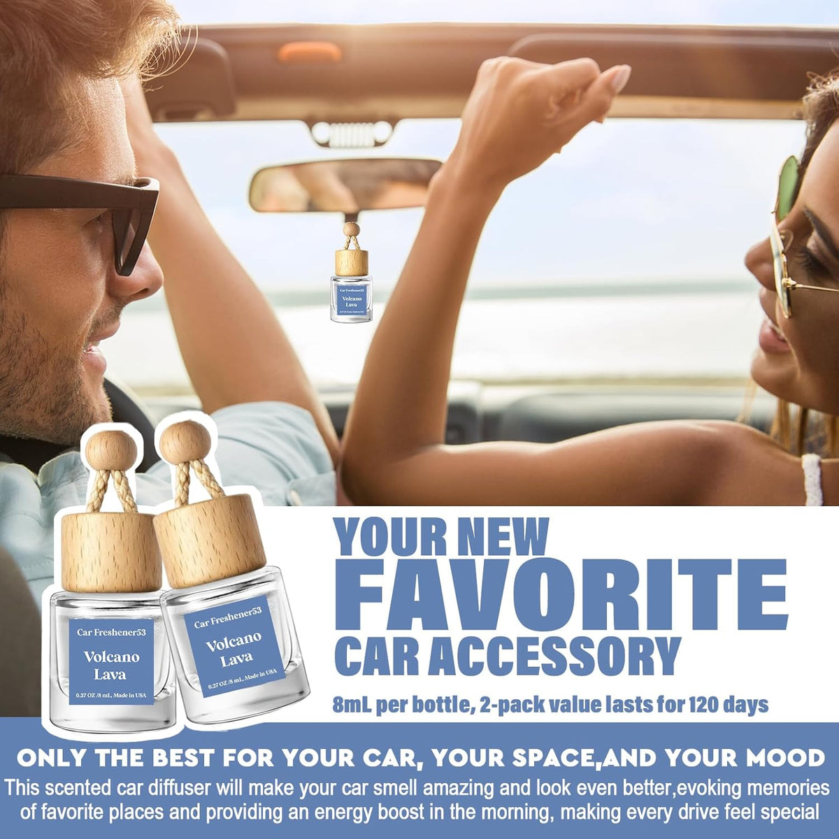HoogaLife Car Air Freshener Diffuser 2 Pack Hanging Air Freshener Diffuser - Vanilla Cream Fragrance Oil Air D iffuser for Car, 45+ days Long Lasting Fragrance Made in USA C ar Air Fresheners (V54)