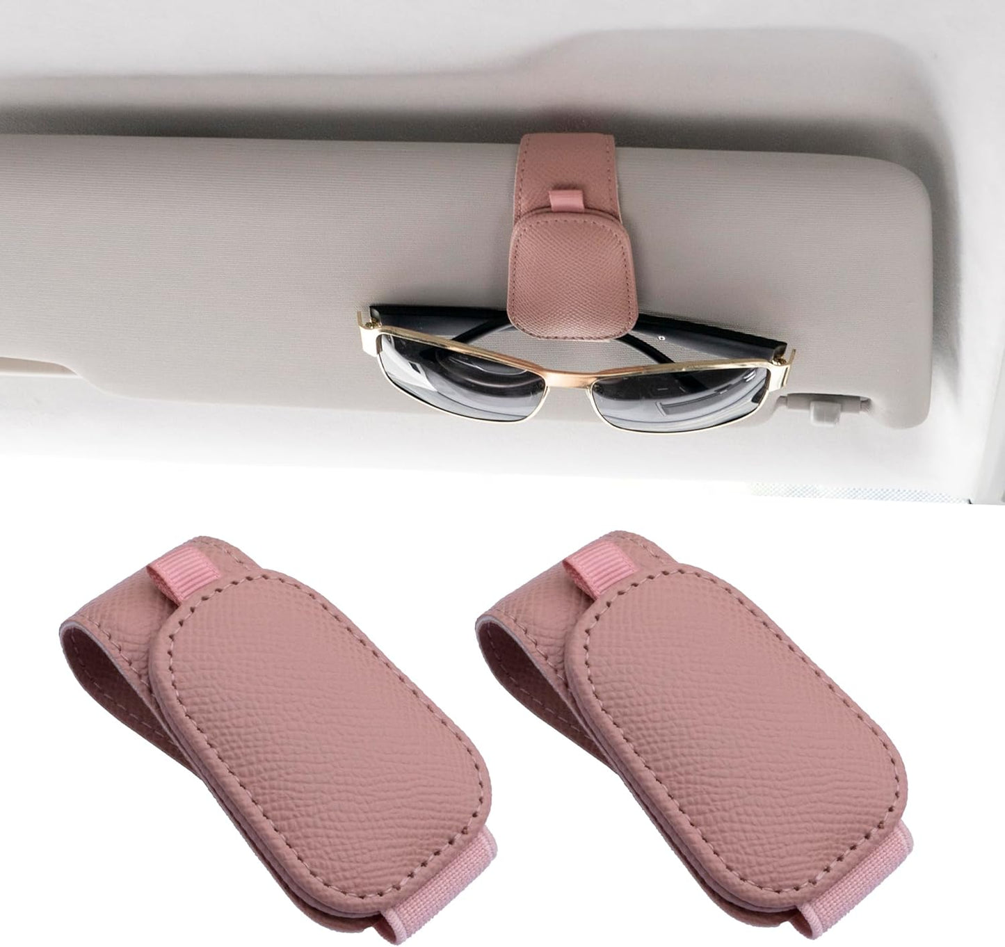 Yuoyar 2 Packs Magnetic Sunglass Holder for Car Visor (Grey) | Magnetic Interior Car Accessories
