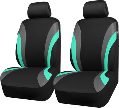 CAR PASS Line Rider Sporty Front Seat Covers,Gray Car Seat Covers Two Front Seats Only, Airbag Compatible,Universal Fit Sedans,Cars,Vans,SUV,Truck(Black and Gray)
