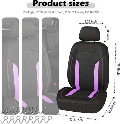 2 Pack Universal Car Seat Cover with Breathable Mesh Backrest,Comfortable Car Seat Protector with Foam Padding and Retaining Buckle,Highly Elastic Car Seat Covers Full Set (Pink)