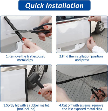 33Ft Car Door Edge Guards - Black Universal Fit Door Edge Protector, Rubber U Shape Automotive Door Trim Molding for Sedans Trucks SUV ATV - No Glue Required (Black, 33FT)