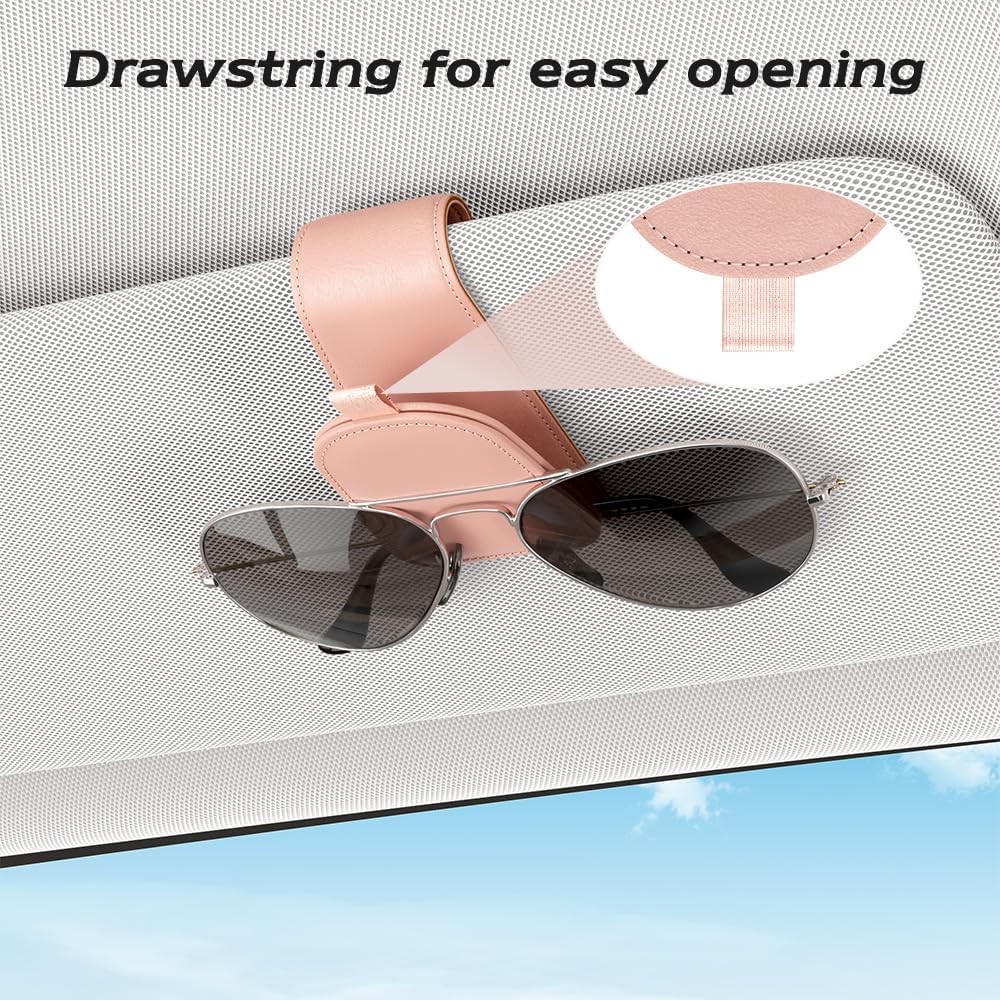 Sotfamily Sunglass Holder for Car Visor, Suede Cloth Magnetic Sunglass Organizer for Car Accessories, 2 Packs, Black
