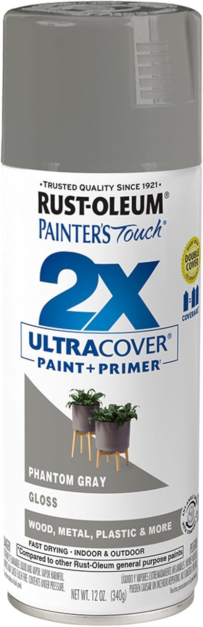 Rust-Oleum 334029 Painter's Touch 2X Ultra Cover Spray Paint, 12 oz, Gloss Clear - Colors F