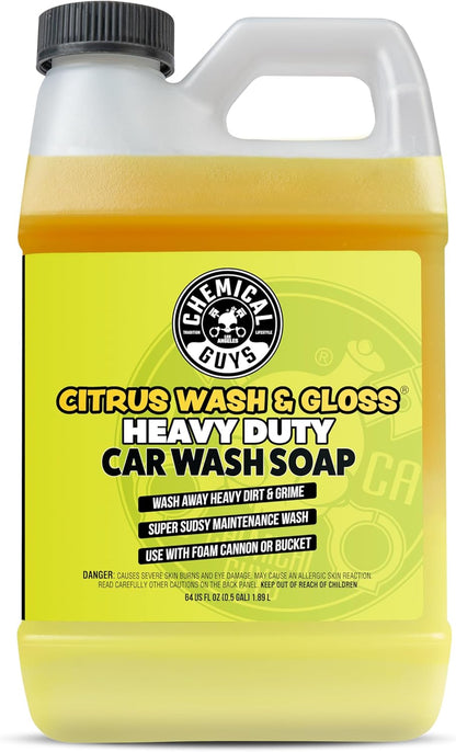 Chemical Guys Citrus Wash & Gloss Foaming Car Wash Soap - High Suds Formula Foam Cannon Soap for Foam Blasters, or Bucket Washes - Safe on Paint, Clear Coat, and Wax, Citrus Scent - 16 oz