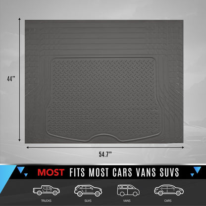 PIC AUTO Heavy Duty Cargo Liner, Trimmable All-Weather Rubber Trunk Mat for Cars, SUVs, Vans & Trucks, Anti-Slip Backing, Durable Protection, Large, Black
