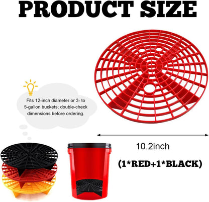Yourkar Car Wash Bucket Inserts - 2 PCS Plastic Grit Trap for Vehicle Detailing, Auto Dirt Collectors, Fits 12 Inch Diameter Bucket, Universal Car Accessories (Black)