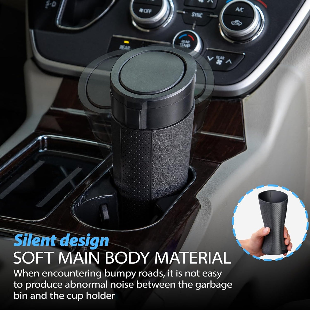 Car Trash Can Bin with Lid, 2 Packs,Mini Small Garbage Can Bin,Cup Holder Trash Can for Vehicle, Car's Door, Back Seat - Leakproof Portable Dustbin (Black)