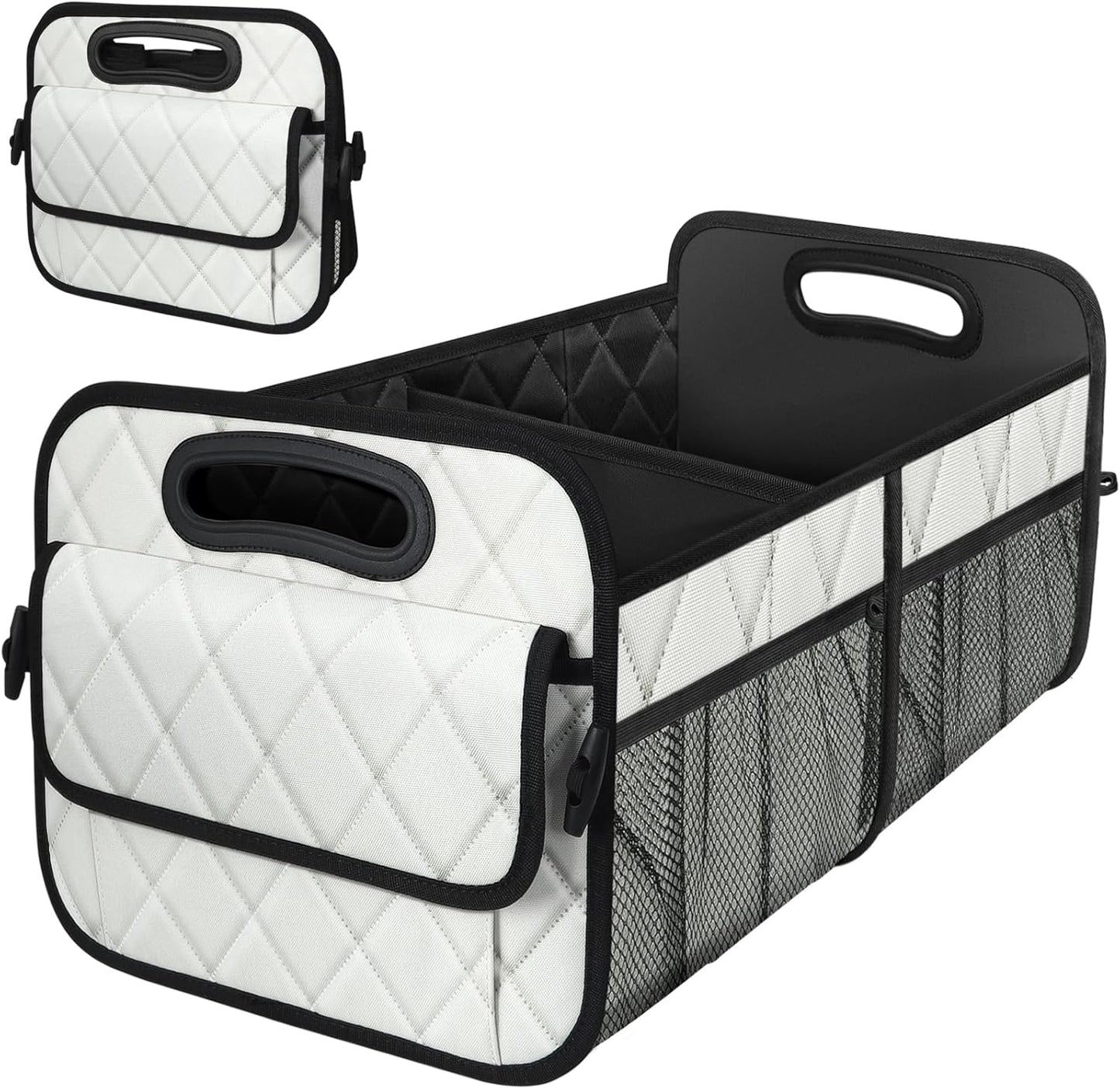 Deosk Car Trunk Organizer for SUV, Car Organizers and Storage with Reinforced Handles, Car Accessories for Women/Men 50LWaterproof Polyester Trunk Organizer, Black