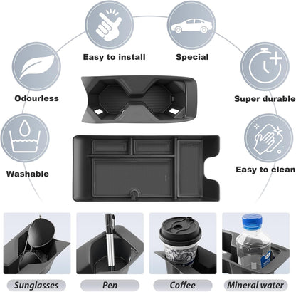 SKTU 2-Pack 2023 2024 2025 2026 Lexu s RX350 Center Console Organizer for 2023-2026 Lexu s RX350/RX450h/RX500h Console Tray 2023 2024 2025 2026 RX350 Accessories with Sunglasses Holder [Double Layers]