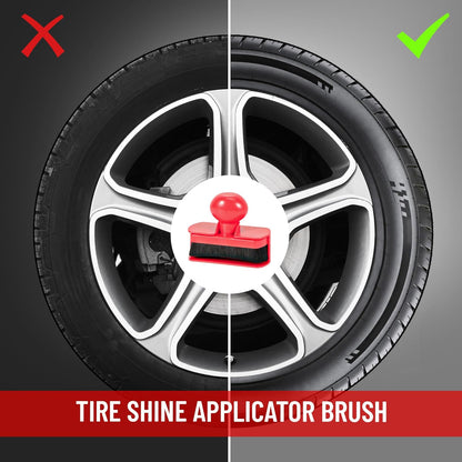 Car Tire Shine Applicator,Vegan Tire Shine Applicator with Curved Brush Head - Large Automotive Tire Dressing Applicator Brush with Storage Stand for Tire Detailing, 3.6 Inch Length (Black)
