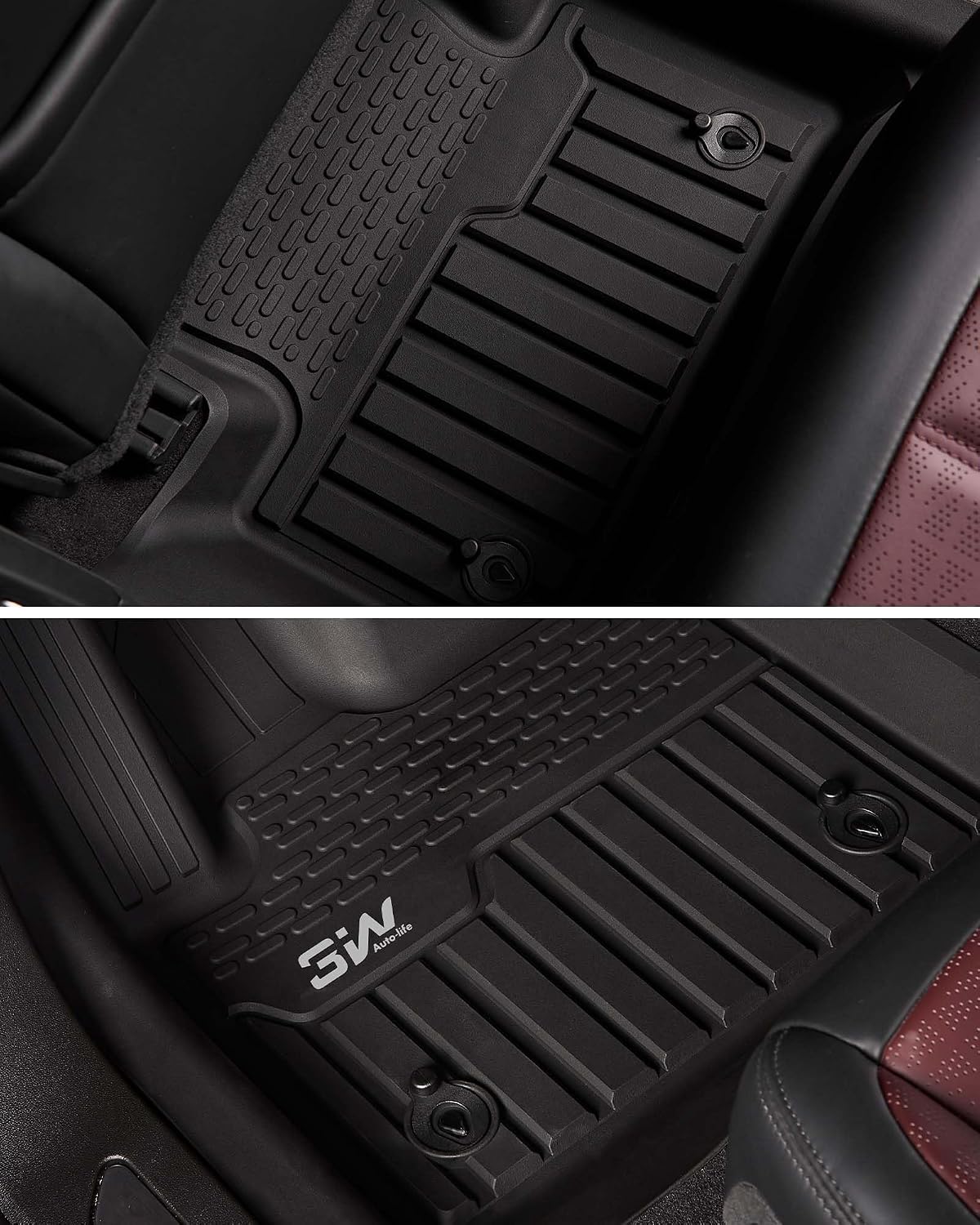 3W Floor Mats & Cargo Liner Fit for 2021 2022 2023 2024 2025 2026 Chevy Tahoe/GMC Yukon/Cadillac Escalade 7 Seat, TPE All Weather Custom Fit Car Accessories Heavy Duty Rubber Full Set Trunk Mats - Colors A