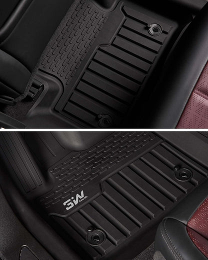 3W Floor Mats & Cargo Liner Fit for 2021 2022 2023 2024 2025 2026 Chevy Tahoe/GMC Yukon/Cadillac Escalade 7 Seat, TPE All Weather Custom Fit Car Accessories Heavy Duty Rubber Full Set Trunk Mats - Colors A