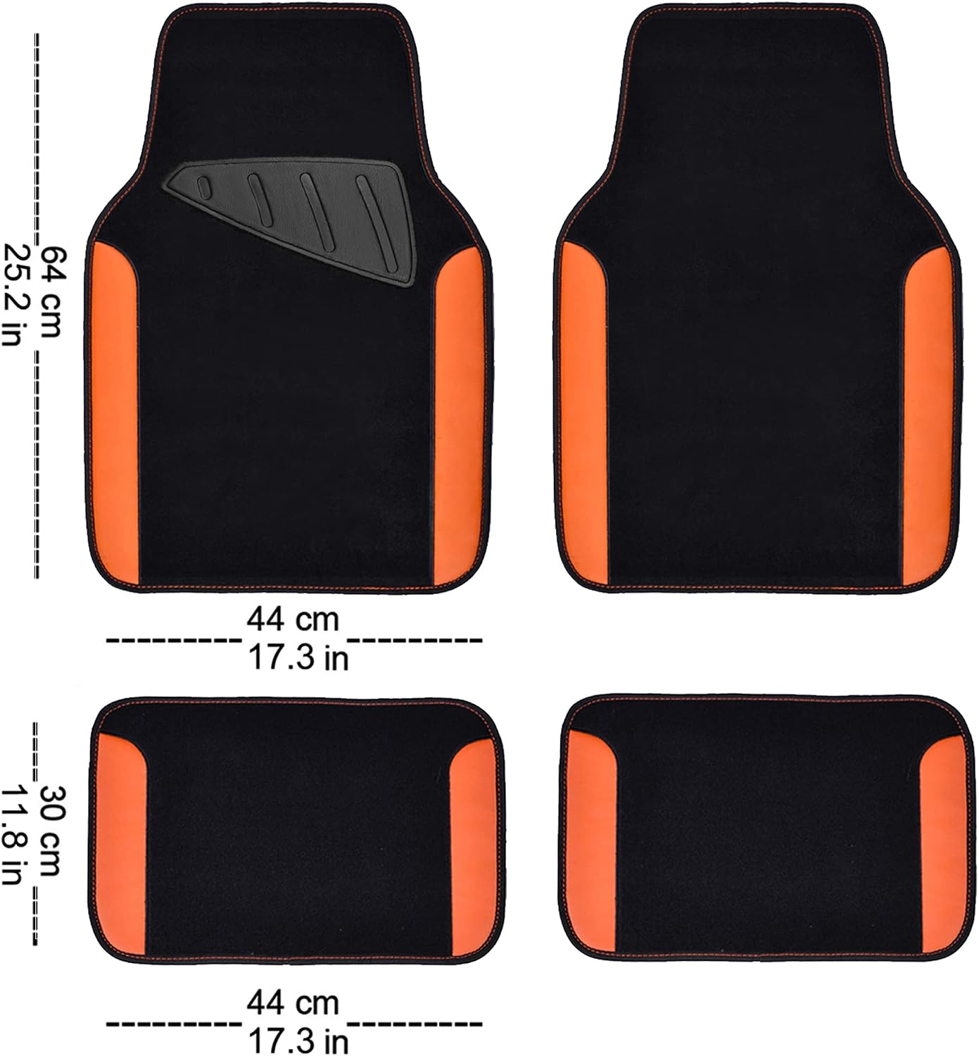 CAR PASS Rainbow Waterproof Universal Fit Faux Leather Car Carpet- Anti-Slip Nibbed Backing Floor Mats for SUV, Vans,Sedans,Trucks, Automotive Set of 4 for Women (Black with Red)