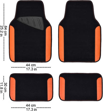 CAR PASS Rainbow Waterproof Universal Fit Faux Leather Car Carpet- Anti-Slip Nibbed Backing Floor Mats for SUV, Vans,Sedans,Trucks, Automotive Set of 4 for Women (Black with Red)