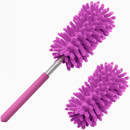 Microfiber Duster for Cleaning, Tukuos Hand Washable Dusters with 2pcs Replaceable Microfiber Head, Extendable Pole, Detachable Cleaning Supplies for Office, Car, Window, Furniture, Ceiling Fan