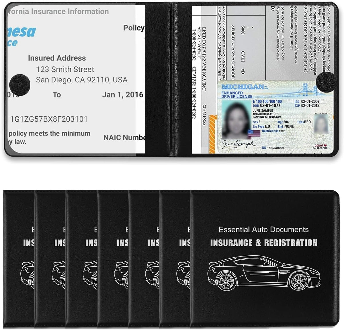 REGUICORP Registration and Holder, 4-Pack and Registration, Auto Essential Holder, Interior Accessories Fit Most, Trucks and SUVs, Men & Women