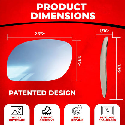 Blind Spot Convex Car Mirror - Rearview Accessories for Car Interior - Automotive Blindspot Mirrors for Larger Image and Improved Traffic Safety (2-Pack)