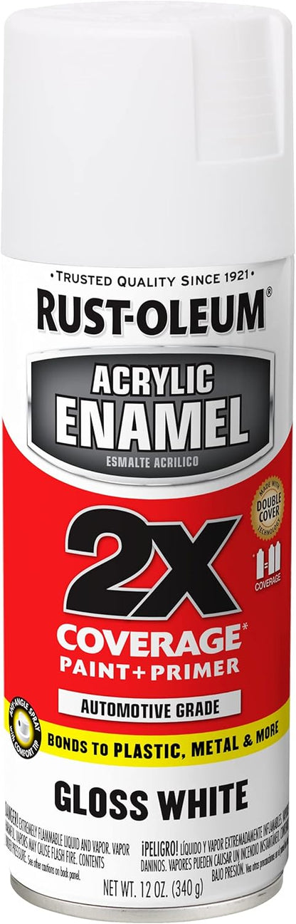 Rust-Oleum 271903 Acrylic Enamel 2X Spray Paint, 12 oz, Gloss Black, (Pack of 1)