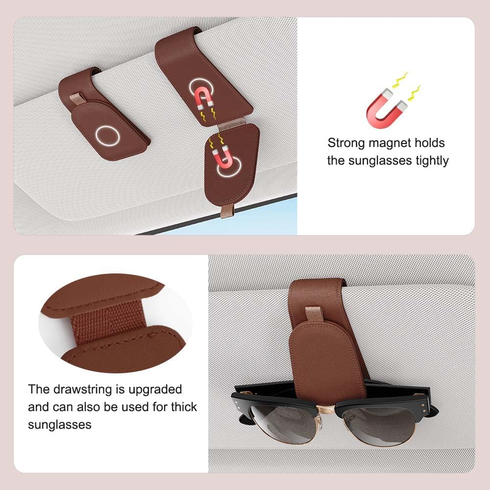 Sotfamily Sunglass Holder for Car Visor, Suede Cloth Magnetic Sunglass Organizer for Car Accessories, 2 Packs, Black