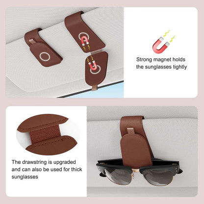 Sotfamily Sunglass Holder for Car Visor, Suede Cloth Magnetic Sunglass Organizer for Car Accessories, 2 Packs, Black