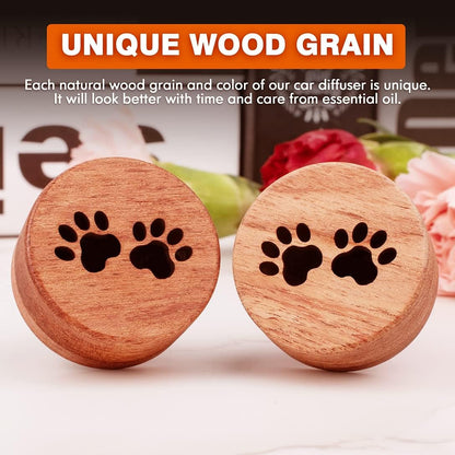 Essential Oil Car Diffuser, 2 PCS Car Aromatherapy Wood Diffuser with Vent Clip