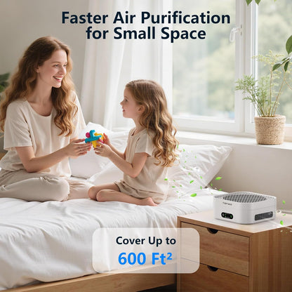 Air Purifiers for Home 600 Sq.Ft, TDBYWAE H13 True HEPA Air Purifier with USB Cable for Pets Dust Dander Pollen Odor Smoke, Small Portable Air Purifier for Bedroom Office Desktop Car RV