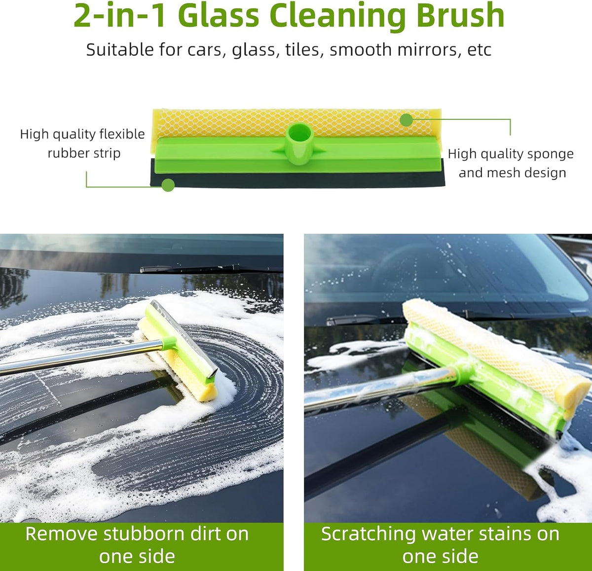 62" Car Wash Brush with Long Handle Chenille Microfiber Car Wash Mop Mitt, Wheel Brush, Windshield Window Squeegee, Car Duster Microfiber Towel, Gloves, for Cleaning Cars, RV, Truck, Boat