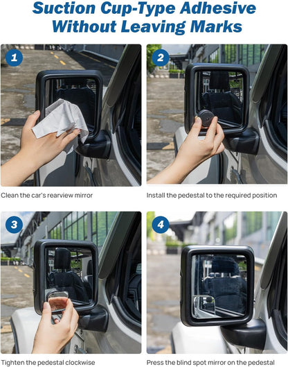 JOYTUTUS Blind Spot Mirror 2 Pack HD Frameless Convex Glass for Wide Angle View and Safer Lane Changing Compatible with Cars SUVs Trucks RVs Easy Stick On & Long Lasting Durability