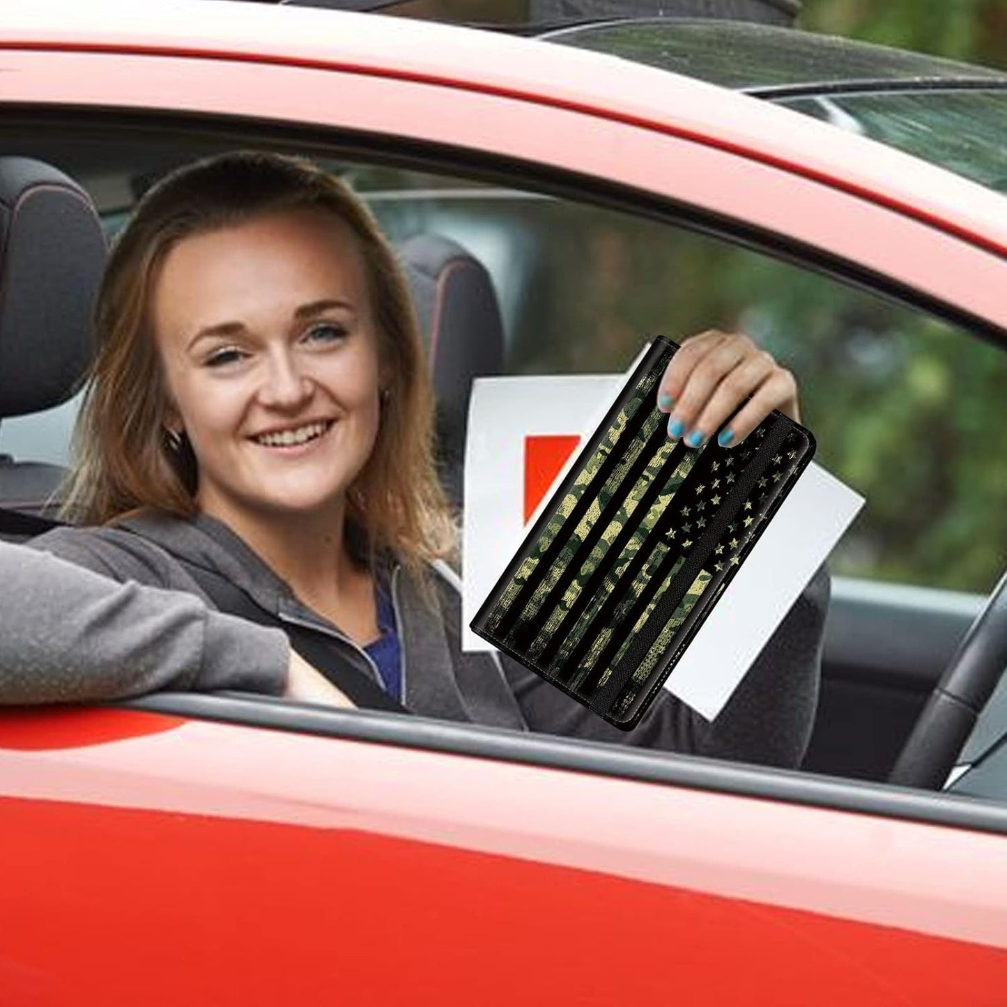 Car Registration and Insurance Holder, Leather Car Glove Box Organizer, Cool Car Accessories for ID, Driver's License Cards & Essential Document, business cards, Men&Women, Retro Audio Cassette