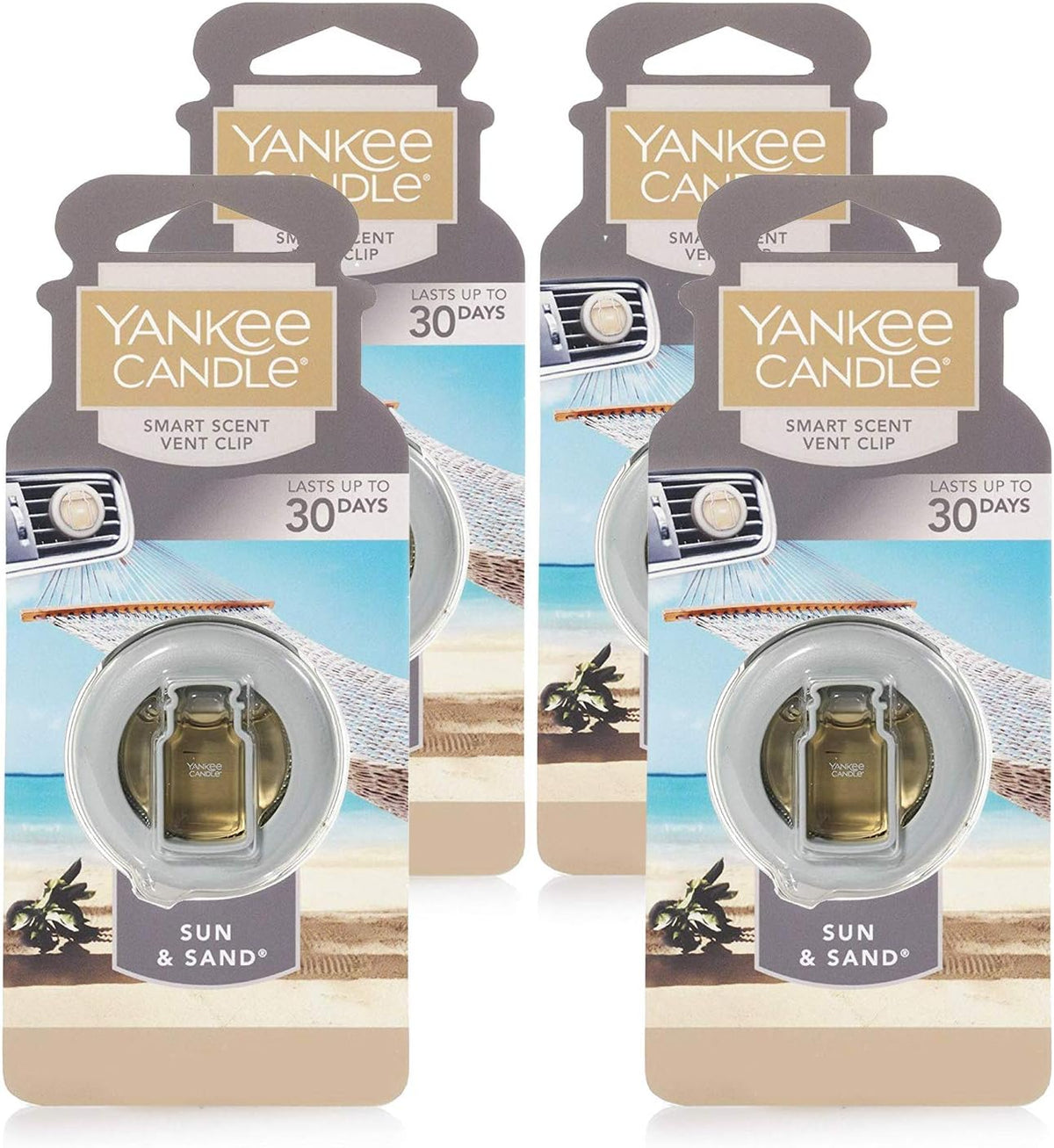 Yankee Candle Car Freshener Smart-Scent Vent Clips, 4-PACK (Sun & Sand)