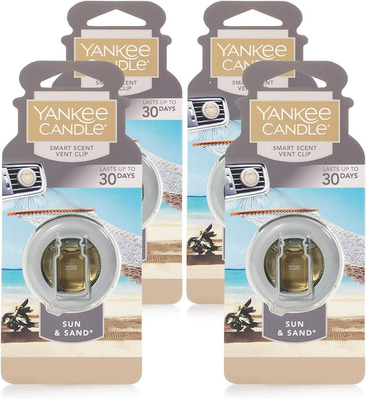 Yankee Candle Car Freshener Smart-Scent Vent Clips, 4-PACK (Sun & Sand)