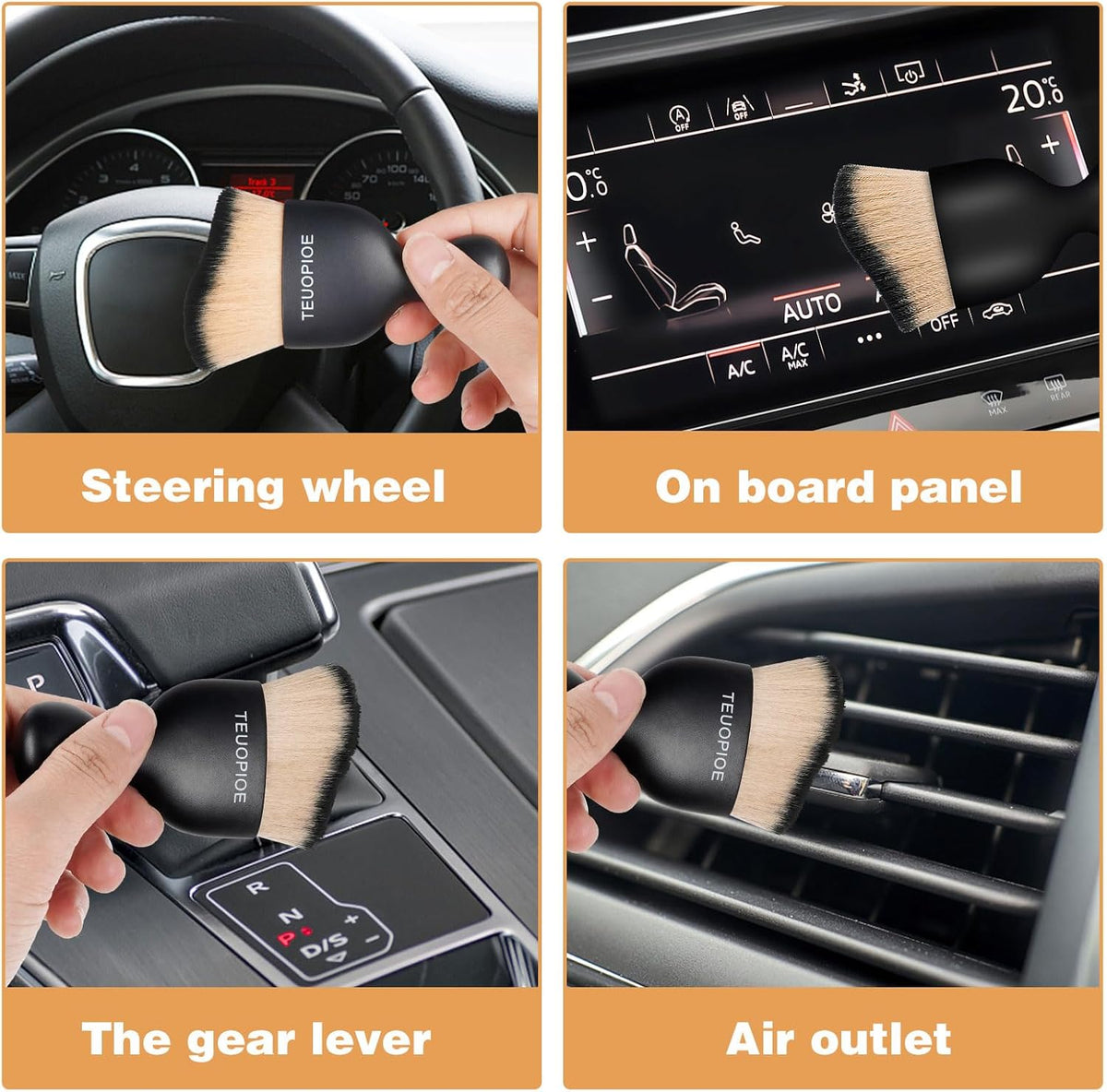 Car Interior Cleaning Brush, Car Duster Interior,Car Detailing Brush Dusting Brush,Car Interior Cleaning Tool, Auto Soft Hair Car Brush,Auto Interior Dust Brush for Air Vents(Brown)