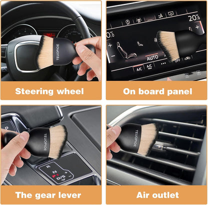 Car Interior Cleaning Brush, Car Duster Interior,Car Detailing Brush Dusting Brush,Car Interior Cleaning Tool, Auto Soft Hair Car Brush,Auto Interior Dust Brush for Air Vents(Brown)