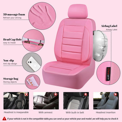 CAR PASS Leather Seat Covers Full Set Universal Water Resistant 3D Foam Back Support, Luxury Comfort Automotive 5 Seat Covers All Season Fit for SUV,Sedan,Van, Airbag Compatible Elegance(Pure Black)