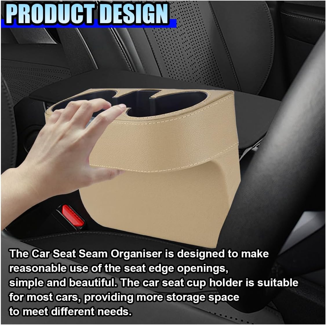 ZIMISI Car Cup Holder, PU Leather Auto Front Console Gap Filler Organizer, Multifunctional Cup Drink Holder, Car Seat Gap Filler Storage Box, Coin Bucket, Cell Mobile Phone Holder (Grey)