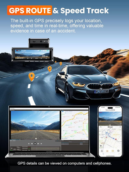 Affver 4K+2.5K Dash Cam Front and Rear, Built-in 5G WiFi 6 GPS, 64GB Card Included, 3.59'' IPS Screen Dash Camera for Cars, Dual Dashcam with G-Sensor, Loop Recording, 24H Parking Monitor