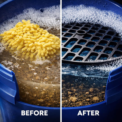 4 Gallon Car Wash Bucket with Grit Screen and Carry Handle, Durable Plastic Cleaning Pail for Auto Detailing, Home, Garage and Utility Use