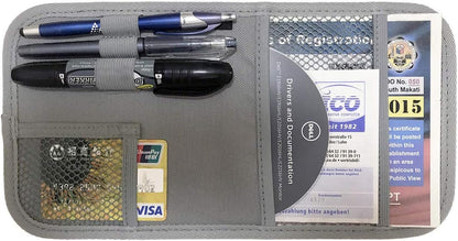 Car Sun Visor Organizer, Auto Visor Holder Interior Accessories Pocket Organizer - Car Registration Holder Document Storage Pouch Pen holder - Grey