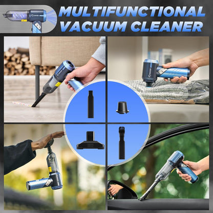 Saker Handheld Car Vacuum Portable Cordless17000PA Mini Air Duster Blower Rechargeable Foldable Vacuum Cleaner with Brushless Motor for Home, Office Pet HL132 Black