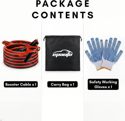 EPAuto 4 Gauge x 20 Ft Heavy Duty Jumper Cables for Car & SUV Emergency Battery Booster Kit with Safety Gloves & Travel Bag (Safe Jump Start for Dead Batteries)