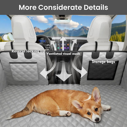 Dog Car Seat Cover for Back Seat, Waterproof Leather Fabric Back Seat Extender for dogs 52.4 * 24.4in, Foldable in The Car, Hard PVC Panels Bottom Support to 330 lbs, for Cars/Mid-Size SUV/Small Truck