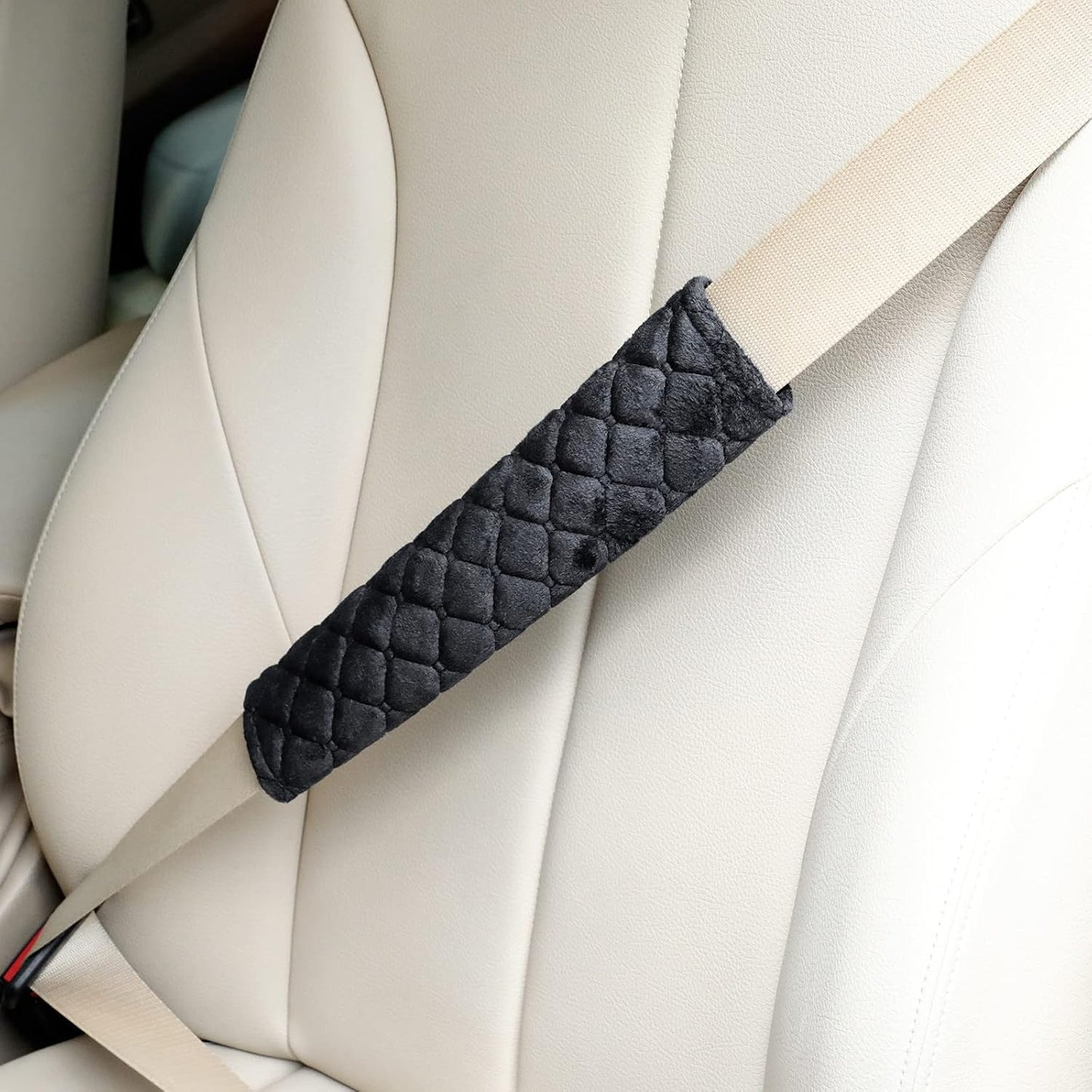 Tatuo 4 Pack Seat Belt Cover Extra Long Seat Belt Pads for Car Soft Comfort Shoulder Strap Covers Harness Pads Helps Protect Your Neck and Shoulder(10.6 Inch,Black)