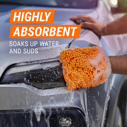 Armor All Microfiber Car Wash Mitt, Car Wash Glove for Clean Cars, Trucks, Motorcycles, 2 Each