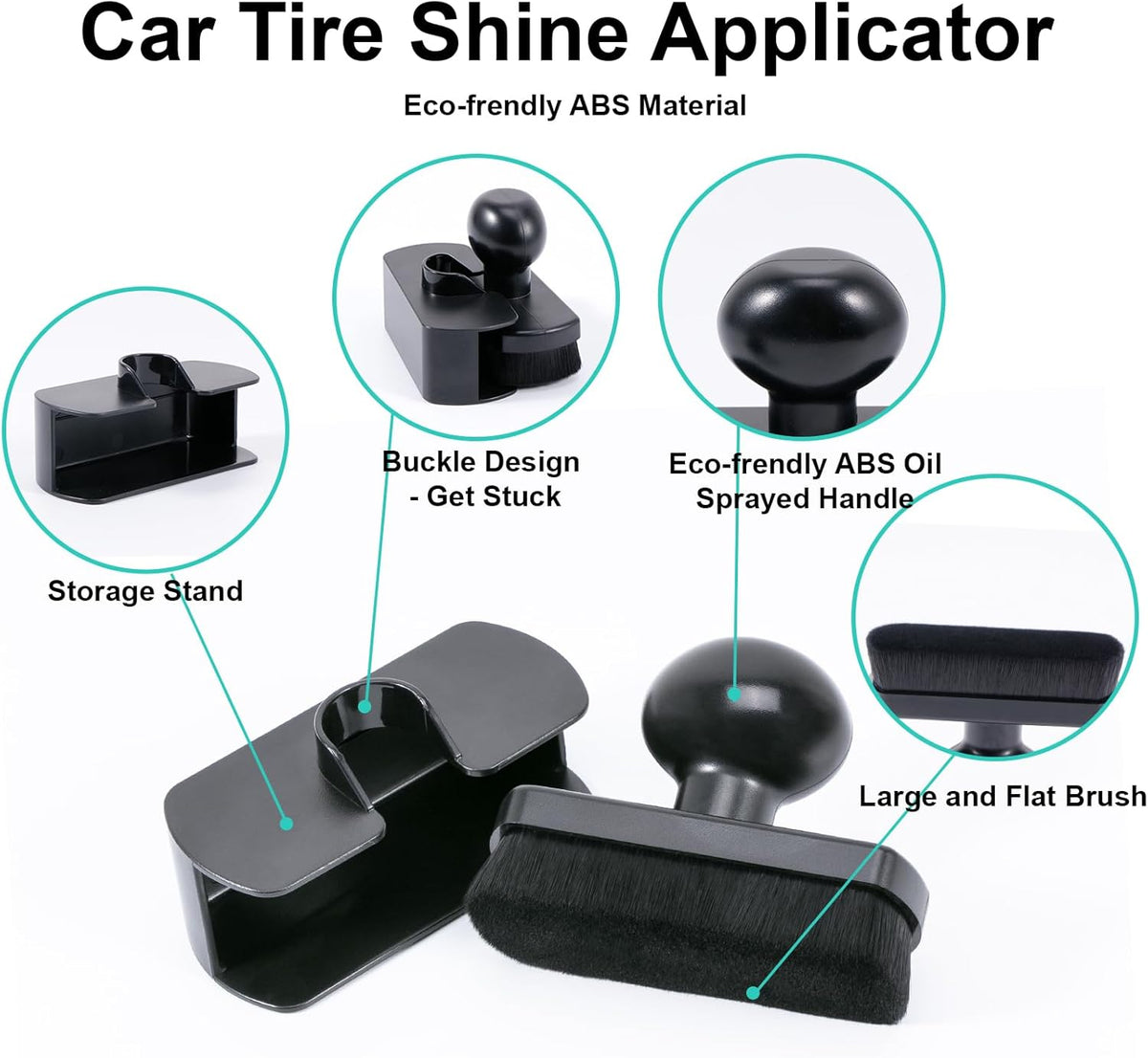 UNIMEIX Tire Shine Applicator Brush Large Vegan Tire Shine Brush with Storage Stand for Vehicles Tire Shine Polish Wax and Car Wash