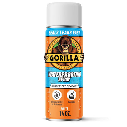 Gorilla Waterproofing Spray Clear, Flexible Rubberized Sealant Coating, Paintable UV Resistant, Seals Water Air Moisture, 14 oz (Pack of 1), for Roofs Gutters Skylights RVs Windows & More