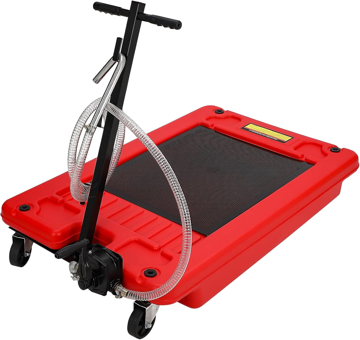 Garvee 20 gal Oil Drain Pan Oil Drain Tank, 76 L Low Profile Oil Drain Pan, Large Capacity Oil Change Pan with Manual Pump & T Foldable Hand and Wheels, 8 ft Hose Oil Drain Cart for Car, SUV, Trucks
