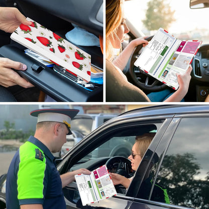 Car Registration and Insurance Holder, with Magnetic Closure for License, Cards and Documents, All Vehicle Needs and Car Accessories (Leopard-Black)