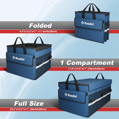 K KNODEL Car Trunk Organizer with Lid, Collapsible Car Trunk Storage Organizer, Car Organizer and Storage for SUV, Truck, Sedan (Medium, Black)