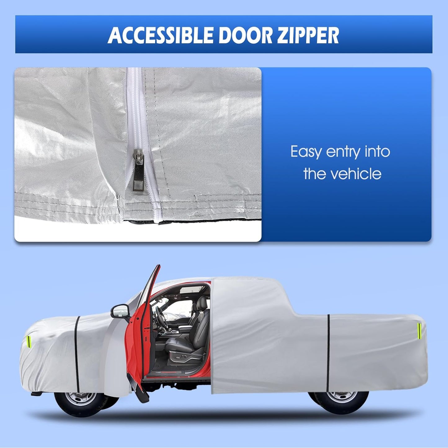6 Layers Car Cover Waterproof All Weather for Automobiles, Size A3 with Zipper Cotton Fit for Toyota Camry, Honda Accord, Ford Mustang, Chevy Camaro/Malibu,Kia Optima/K5 (187-198 inch)
