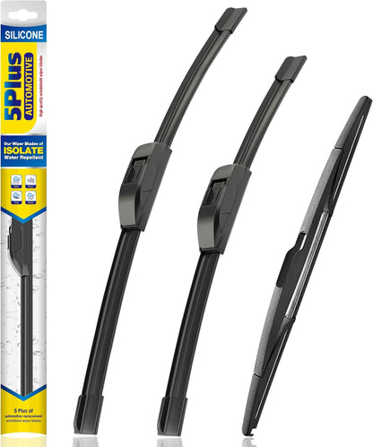 5 PLUS® Silicone Windshield Wipers Replacement for 2007-2014 Ford edge, 2007-2015 Lincoln MKX Wiper Blades(Set of 3),Automotive Replacement Windshield Wiper Blades For My Car-26"/20"/14" - Colors A